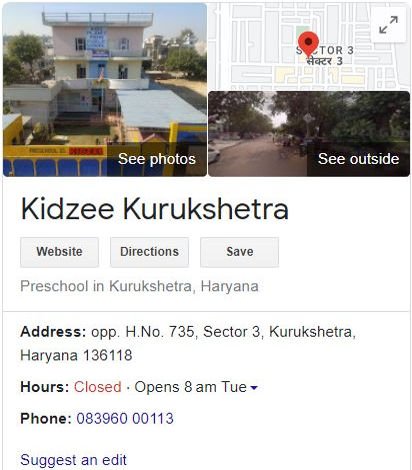 kidzeekurukshetra google my business